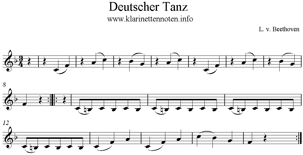 Deutscher Tanz, L. van Beethoven, Clarinet, Klarinette